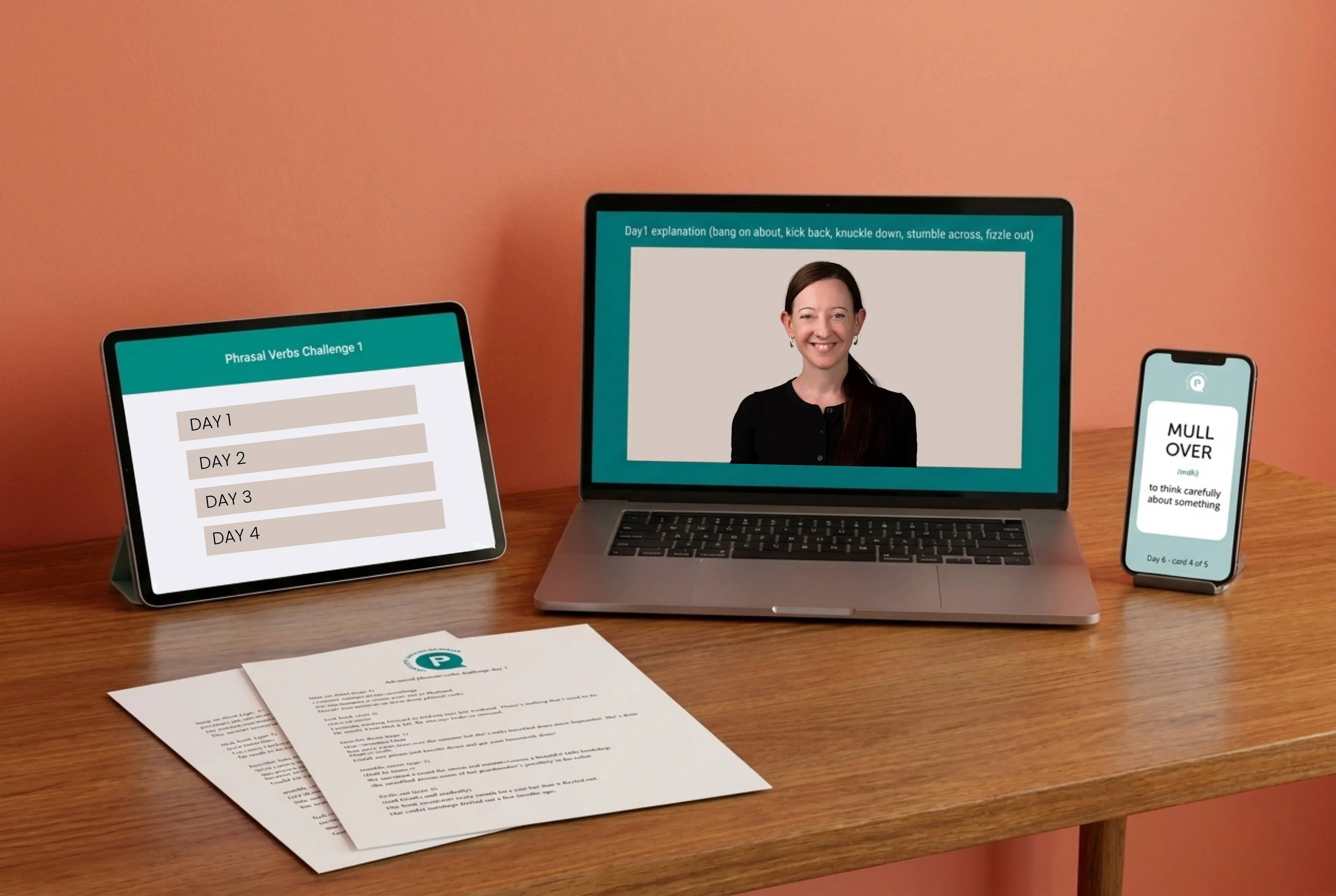 30-Day Phrasal Verbs Challenge digital bundle &mdash; video lessons, exercises, flashcards, and printable PDFs