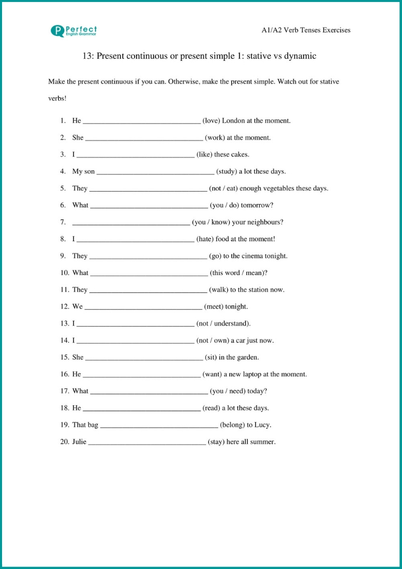 Grammar Exercises English Worksheets