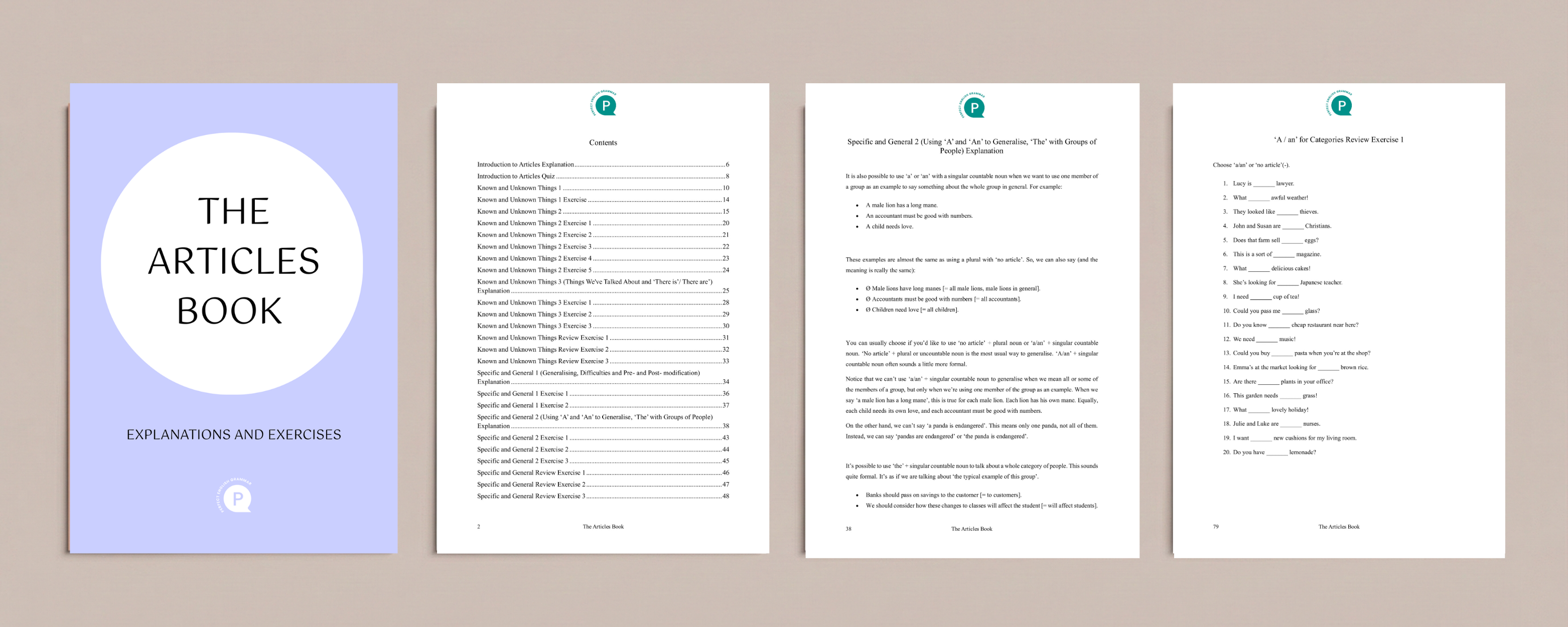 Interior pages of the articles book