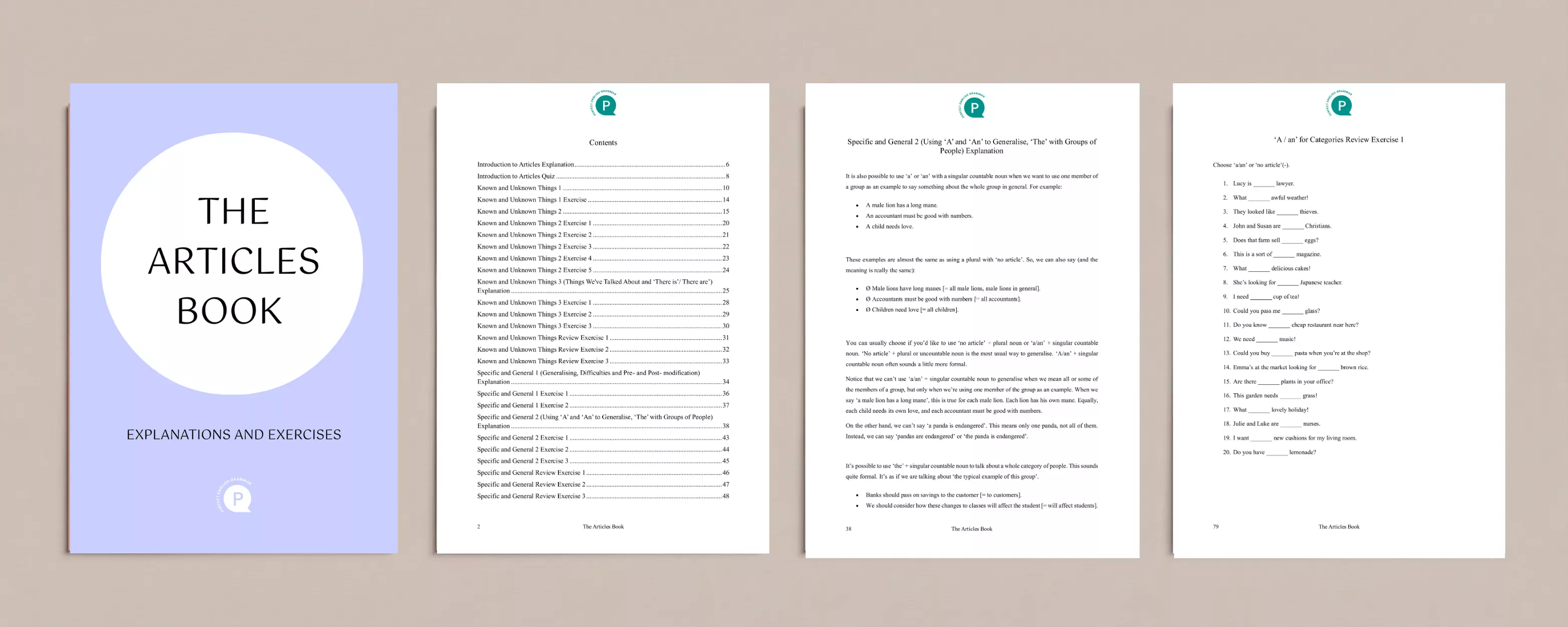 Interior pages of the articles book